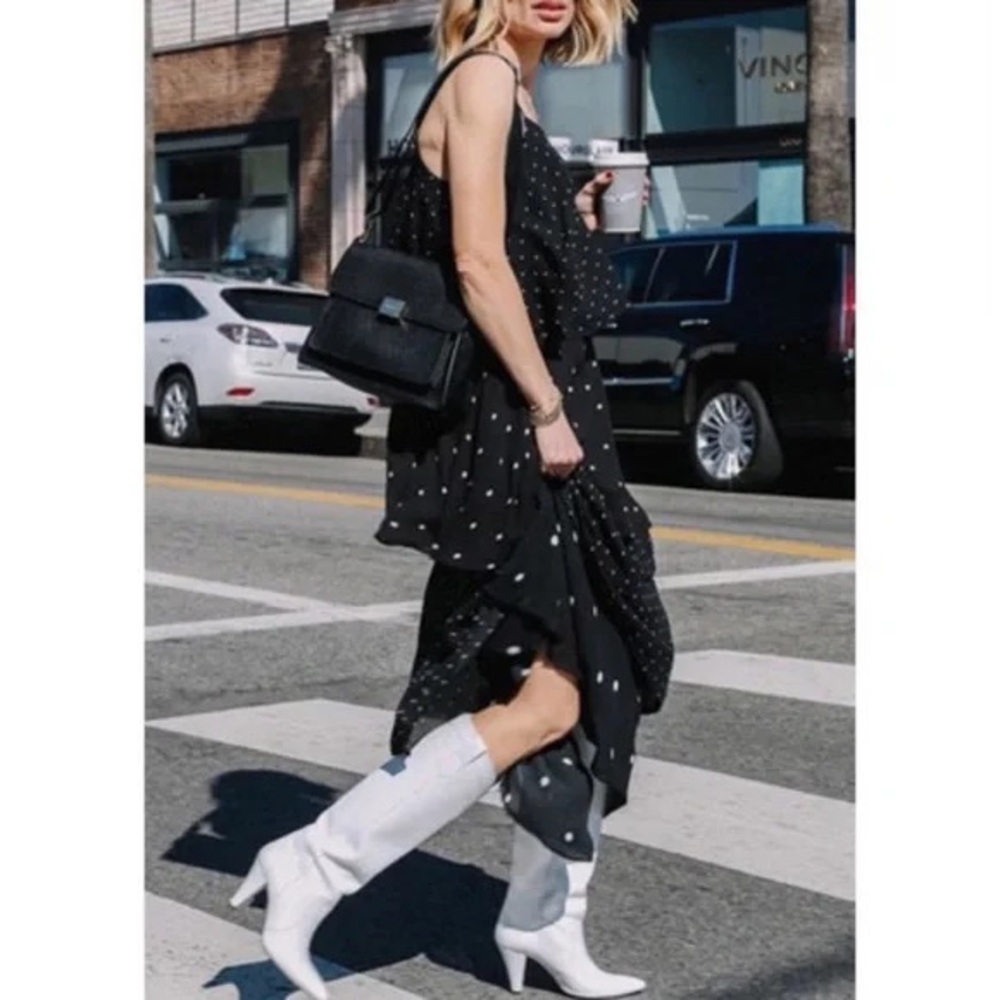 Anine Bing Black and White Polka Dot Midi Dress